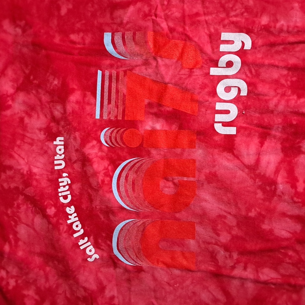 Rugby Salt Lake City Utah Nai7s T Shirt Unisex XL Unworn Tiedye Red